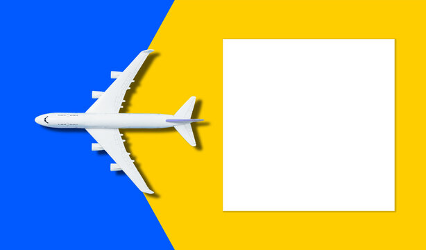 Travel background concept. objective with plane on empty white paper for text. Picture for add text message. Backdrop for design art work.