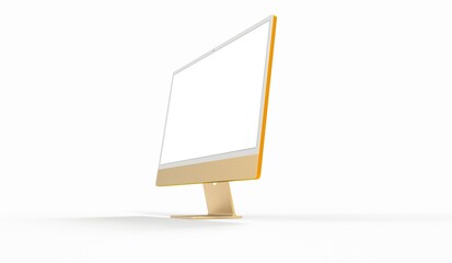 Computer display with blank white screen 3d