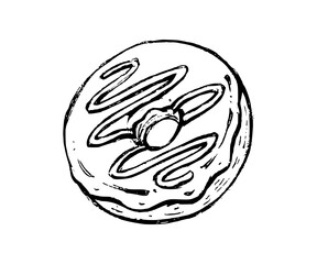 Donut hand drawn vector sketch illustration