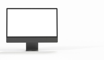 Computer display with blank white screen 3d