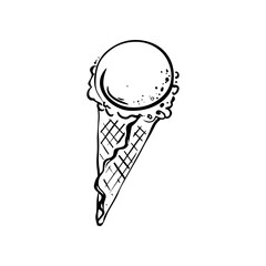 Ice cream cone hand drawn vector doodle icon