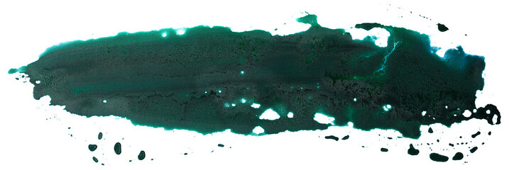 Green watercolor paint blobs on white background isolated