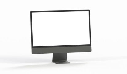 Computer display with blank white screen 3d