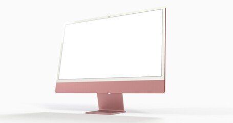 Computer display with blank white screen 3d