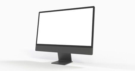 Realistic flat screen computer monitor 3de style mockup with blank screen isolated 3d