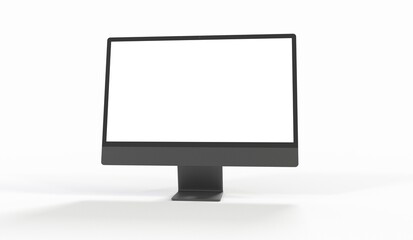 Realistic flat screen computer monitor 3de style mockup with blank screen isolated 3d