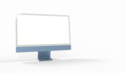 Realistic flat screen computer monitor 3de style mockup with blank screen isolated 3d