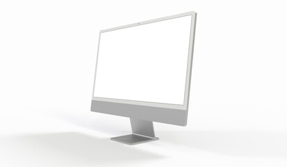 Realistic flat screen computer monitor 3de style mockup with blank screen isolated 3d - obrazy, fototapety, plakaty