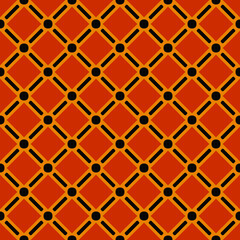 Orange seamless ornament. Diagonal same rhombuses in vector.