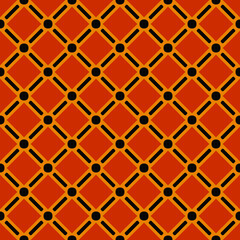 Fototapeta premium Orange seamless ornament. Diagonal same rhombuses in vector.