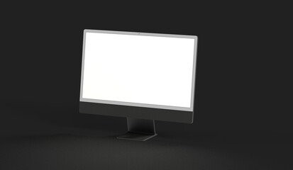 Realistic flat screen computer monitor 3de style mockup with blank screen isolated 3d