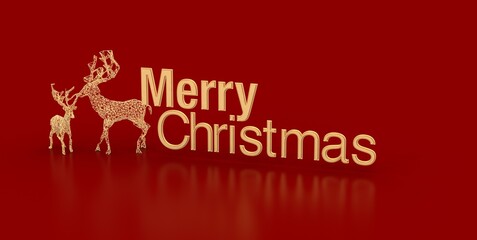 merry christmas card modern 3d minimal deer