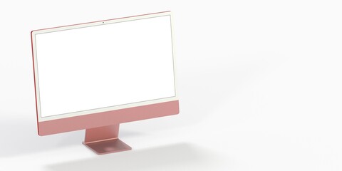 Computer display with blank white screen 3d.