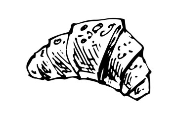 Croissant vector hand drawn doodle illustration