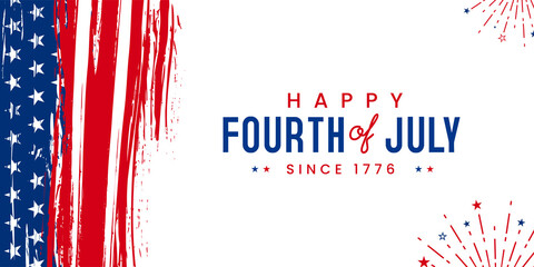 Happy fourth of July since 1776, grunge greeting, banner design. Vector illustration. 
