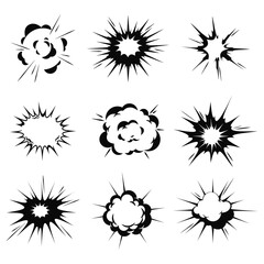 Bang or explosion vector icons, simple icons