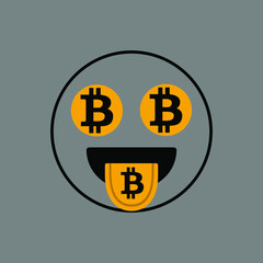 Smile Face With Bitcoin in Eyes T-shirt Design Vector Illustration Can Print on T-shirt Poster Banner