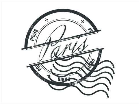 stamp paris in line isolated on a white background. seal, stamp, print with the inscription paris