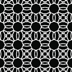  Geometric vector pattern with Black and white colors. Seamless abstract ornament for wallpapers and backgrounds.