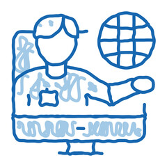 Online Computer Guide doodle icon hand drawn illustration