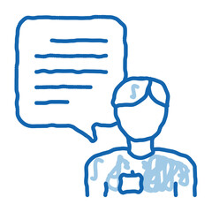 Male Worker Talk doodle icon hand drawn illustration