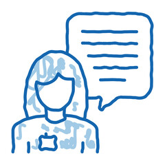 Female Worker Talk doodle icon hand drawn illustration