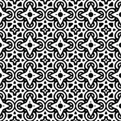  Geometric vector pattern with Black and white colors. Seamless abstract ornament for wallpapers and backgrounds.