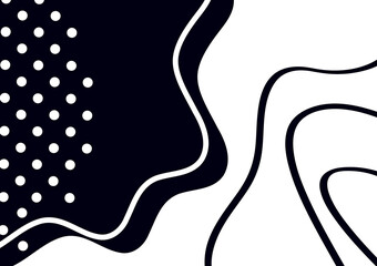 Abstract black spots, curved lines and dots on a white background. Creative design for your design. Vector