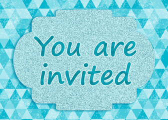 You are invited greeting card of teal triangles
