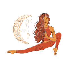 Yoga pose beautiful woman illustration in vector