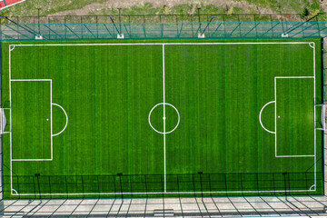 Fototapeta premium Aerial view of football field