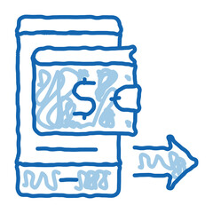 card payment via smartphone doodle icon hand drawn illustration