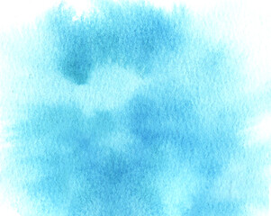 Watercolor spot blue skies. Bright textured watercolor abstract background.