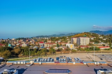 Fototapeta na wymiar Batumi, Georgia - May 1, 2021: Aerial view of the industrial zone