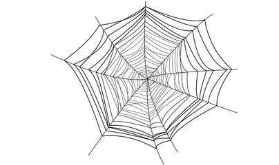 Fototapeta premium Halloween icons: thin monochrome icon set, black and white kit. Creepy and funny jack face, bat, lettering, spider web. Vector illustration spider web. Hand draw art 
