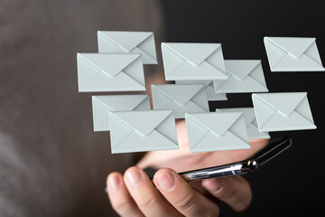  email icon concept in hand background