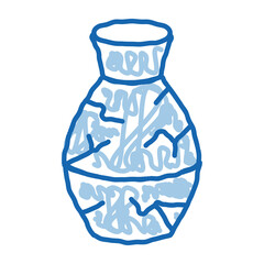 broken clay vase doodle icon hand drawn illustration