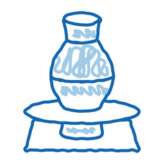 vase on pottery wheel doodle icon hand drawn illustration