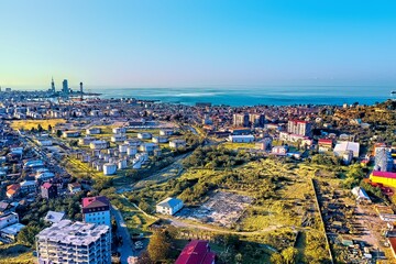Batumi, Georgia - May 1, 2021: Aerial view of the industrial zone