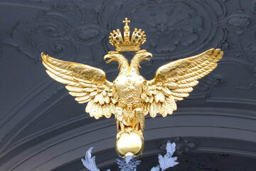 golden double-headed eagle on the gates of the Hermitage. A symbol of tsarist power in Russia