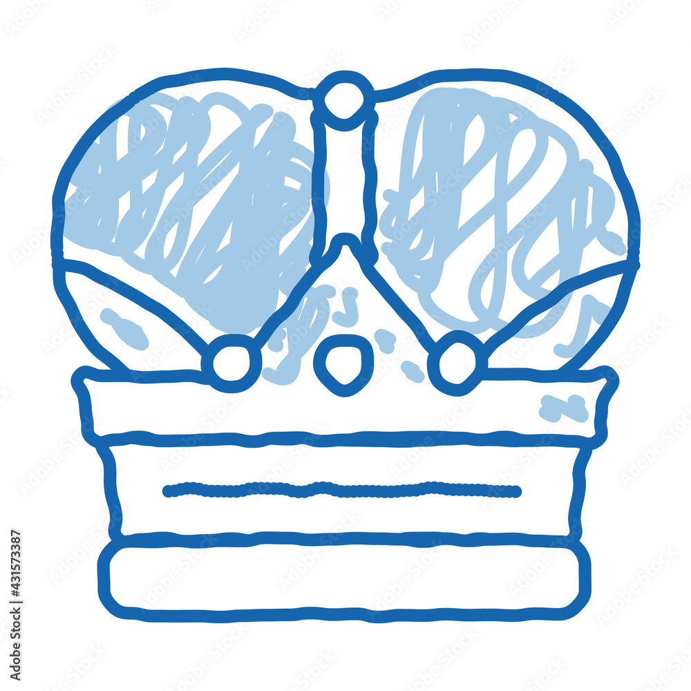 Sticker royal crown doodle icon hand drawn illustration