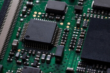 micro chips on integrated circuit board