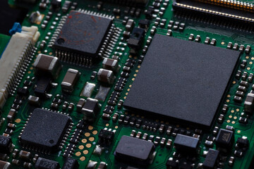 micro chips on integrated circuit board