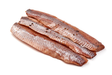 Salted herring, isolated on white background