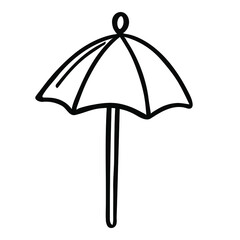 Beach umbrella linear icon.Vector isolated outline drawing. Parasol sign on white background. Sun umbrella icon in outline style.