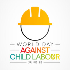 World day against Child Labour (WDACL) is observed every year on June 12, aiming to raise awareness and activism to prevent child Labour. Vector illustration.