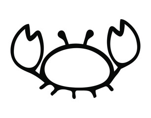 Crab linear icon. Contour image of crab isolated on white background for coloring book page.  