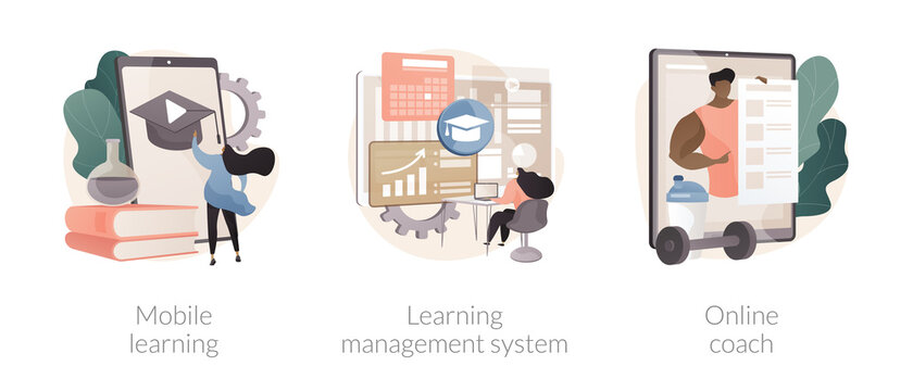 Learning management system abstract concept vector illustrations.