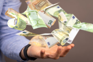 cashflow euro banknote bill in hand