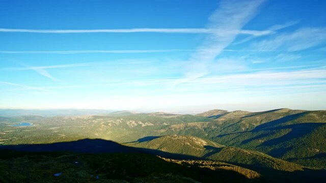 Time-lapse of light and shadows flowing on the top of the Jerte Valley in Spain